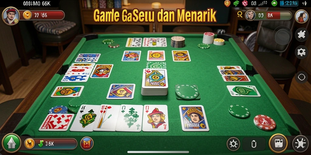 Tampilan utama gameplay Gaple dalam 66K yang menarik.