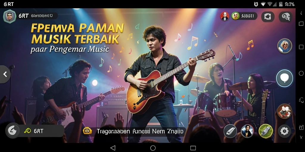 Screenshot gameplay 6RT yang menunjukkan tantangan musik seru.