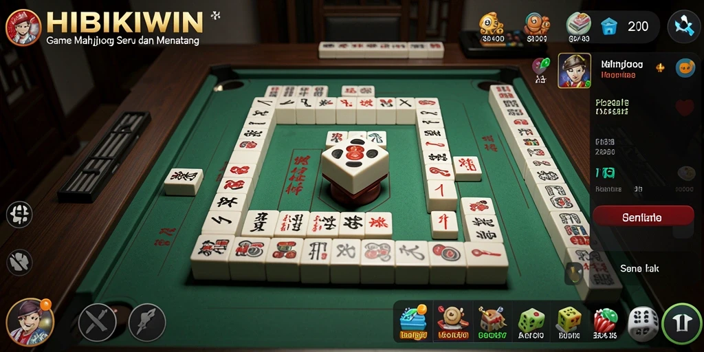 Screenshot gameplay HIBIKIWIN menampilkan strategi Mahjong yang mendebarkan.