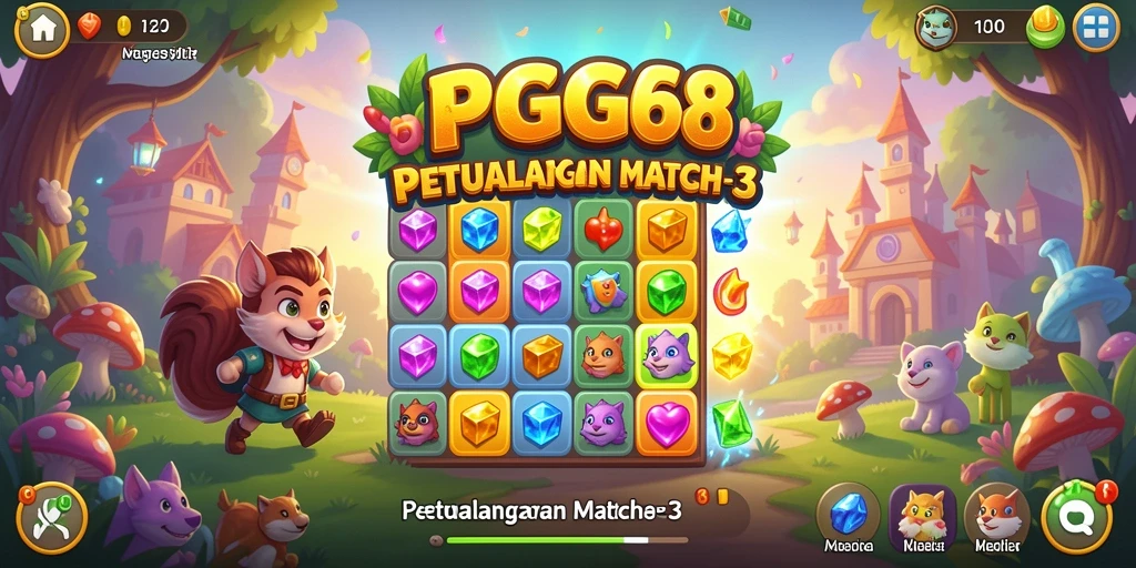 Tampilan gameplay PGG68 yang penuh warna dan menarik.