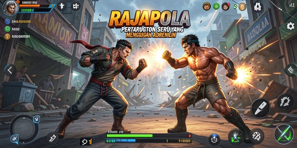 Tampilan gameplay RAJAPOLA yang intens dan dinamis.