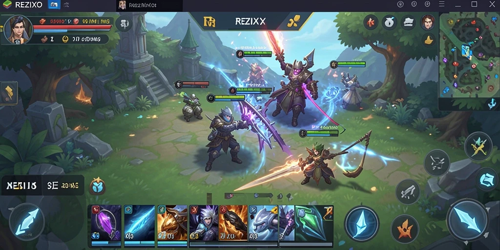 Gambaran gameplay seru dalam REZIXO yang menampilkan strategi SLG.