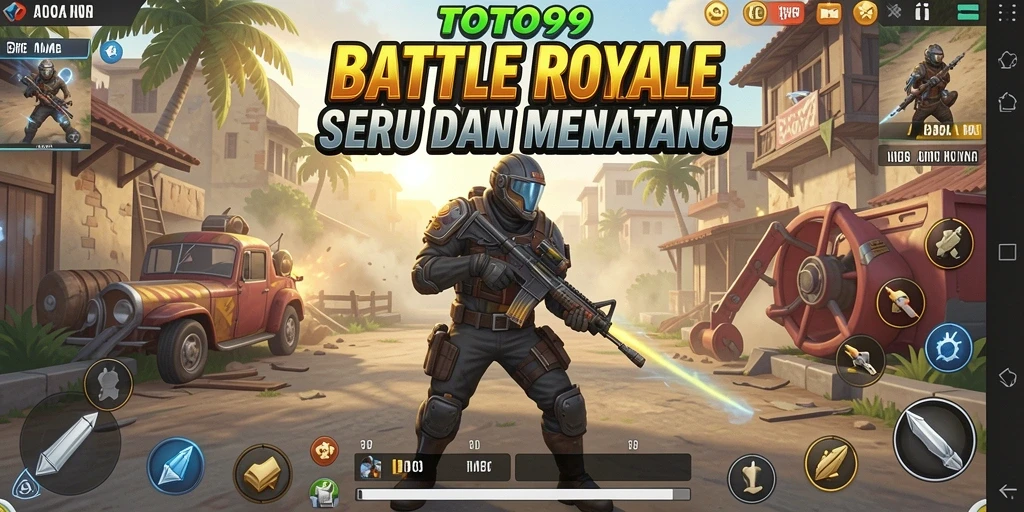 Screenshot gameplay TOTO99 menampilkan aksi Battle Royale mendebarkan.