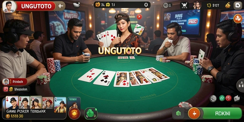 Tampilan gameplay Poker di UNGUTOTO yang menarik dan dinamis.