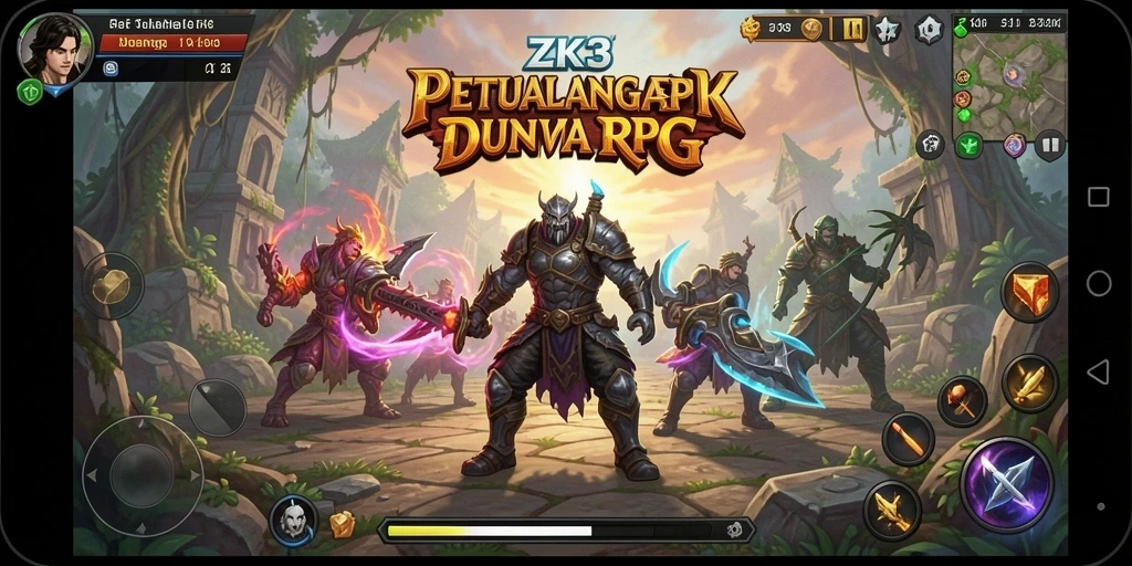 Tangkapan layar menunjukkan pertarungan seru dalam permainan RPG ZK3.